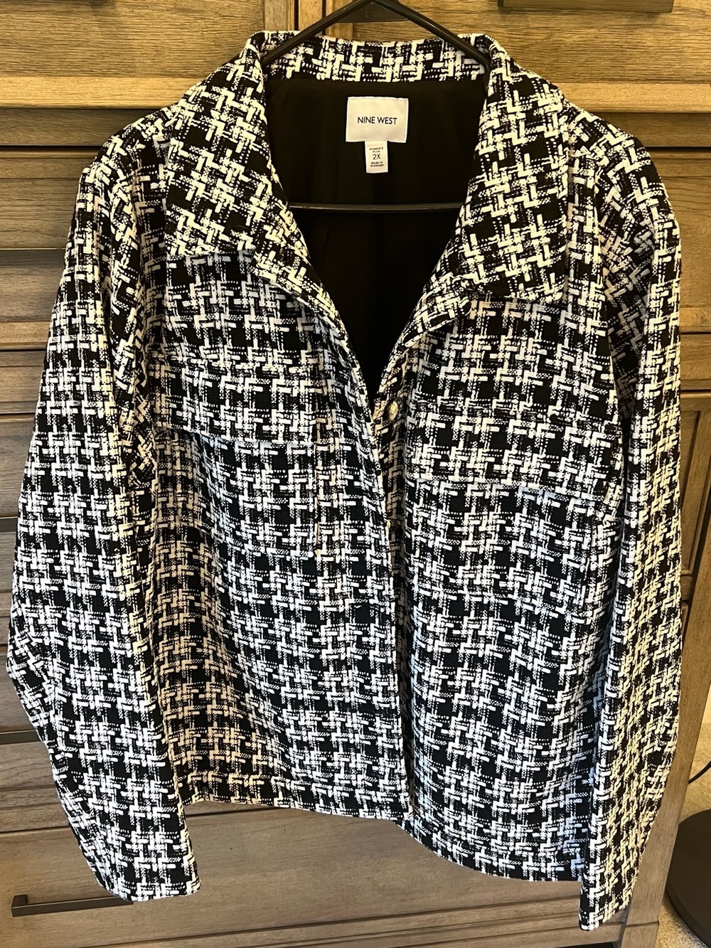 Nine West Black & White Tweed Blazer - Women's